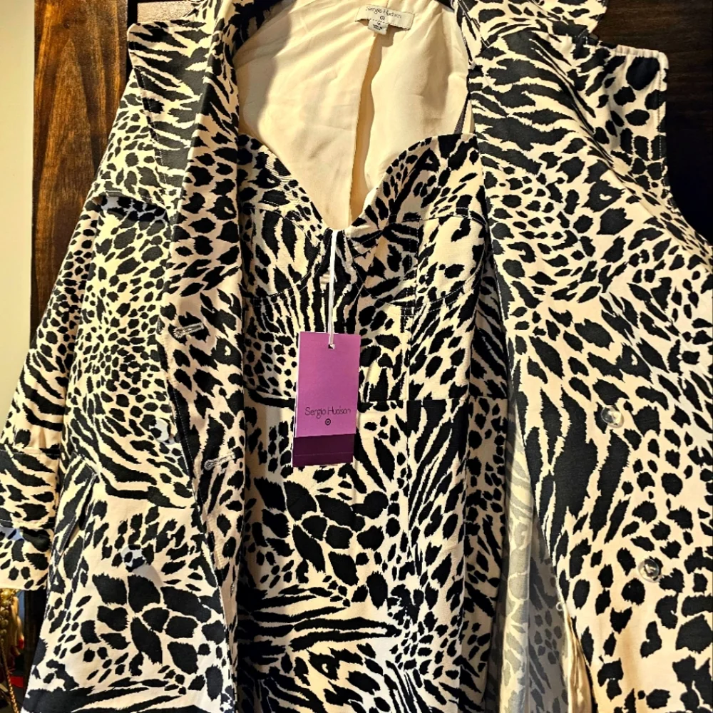 Animal Print Bustier Midi Dress / Trench Sergio Hudson Target Black/Whit… - Picture 4 of 7